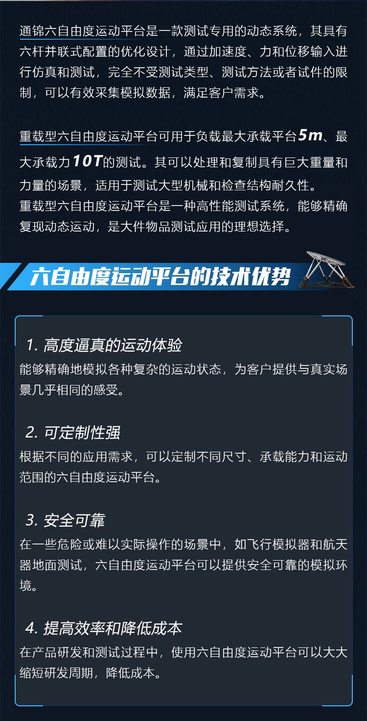 通锦重载型六自由度平台-多领域仿真测试的高精度利器